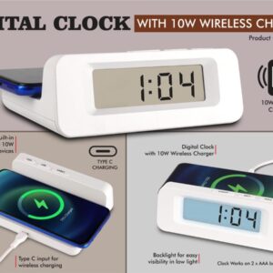 A140 – Digital Clock with 10W Wireless Charger | Type C input for...