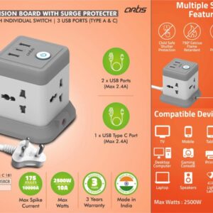 C181 – Artis Extension board with surge protecter | 4 sockets with...