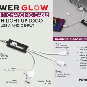 C182 – PowerGlow All in 1 Charging cable with light up logo |...