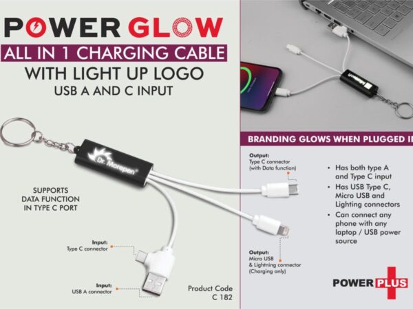 C182 – PowerGlow All in 1 Charging cable with light up logo |...