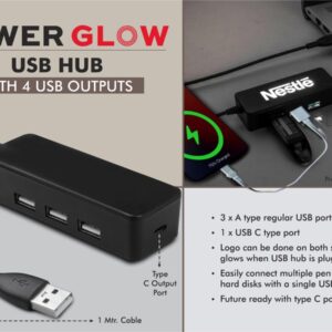 C184 – PowerGlow USB hub with 4 USB outputs | Double side Logo...