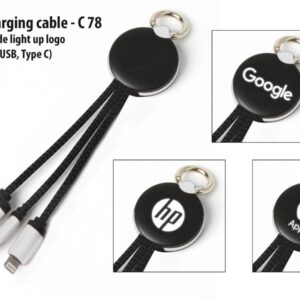 C78 – Clip-on charging cable with double side light up logo (iOS...