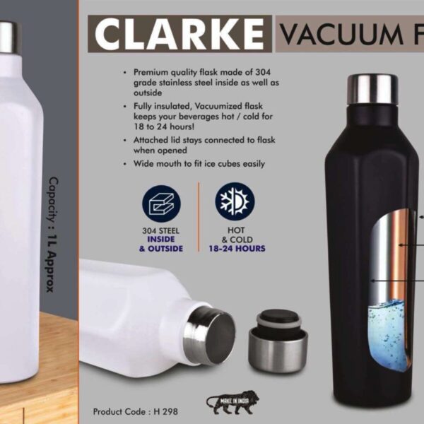 Clarke Vacuum Flask | 304 Grade Steel | Keeps hot for 18-24 hours...