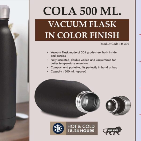 Cola 500 ml Vacuum flask in Color Finish | 304 steel inside &...