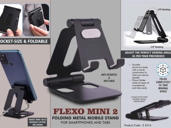 E331a – Flexo Mini 2: Folding Metal Mobile Stand for Smartphones...