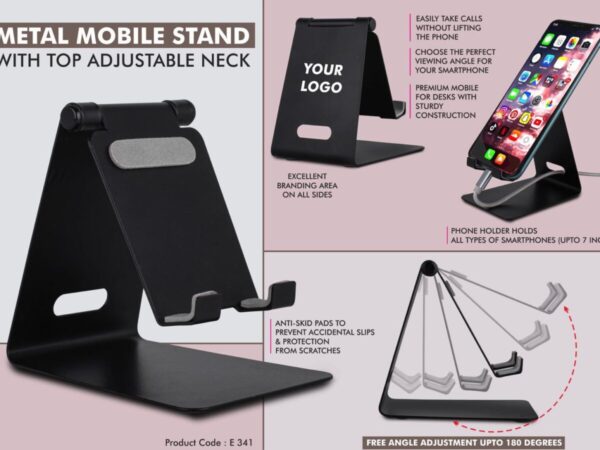 E341 – Metal mobile stand with top adjustable neck | Oval cable...