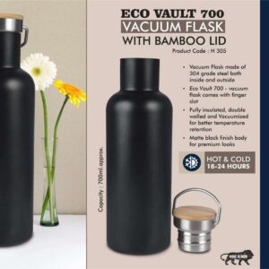 EcoVault 700: 700 ml vacuum flask with Bamboo lid | 304 steel...