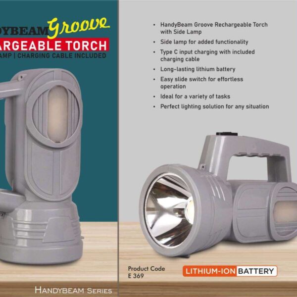 HandyBeam Groove: Rechargeable Torch with Side Lamp | Charging...