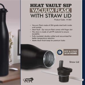 HeatVault Sip: 900 ml vacuum flask with Straw lid | 304 steel...