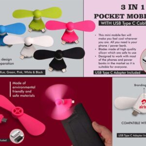 Pocket Mobile Fan for anywhere Cooling | Works with Micro USB...