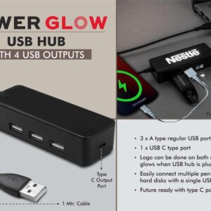 PowerGlow USB hub with 4 USB outputs | Double side Logo Glow |...