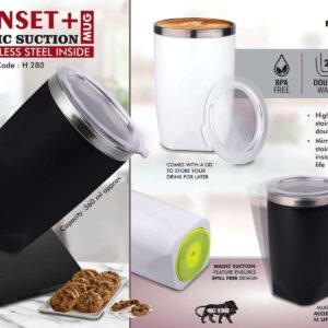 Sunset+ : Magic Suction Mug with Stainless Steel inside | Spill...